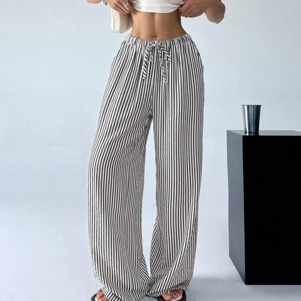 Striped Black and White Women's Pants